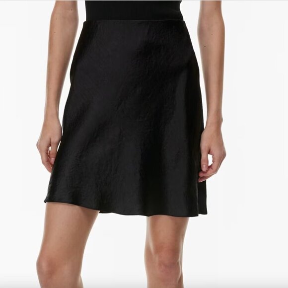 Aritzia Babaton Slip Satin Mini Skirt Black Size 6 - Picture 2 of 8